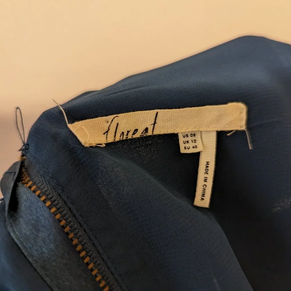 Anthropologie Floreat Teal Embroidered "Avian Myth" Shift Dress - Picture 12 of 12